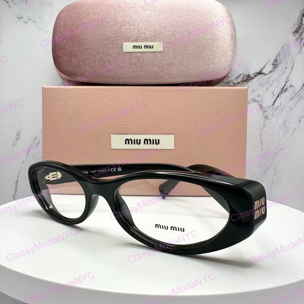 New MIU MIU Eyeglasses Black Oval Glasses 55-18mm Full Rim Rx-able
